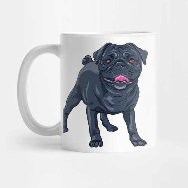 Black pug Dog by kavalenkava